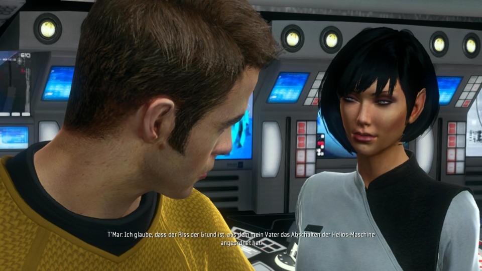 T'Mar ist eine Kindheitsfreundin von Spock und verantwortlich für die Helios-Maschine.