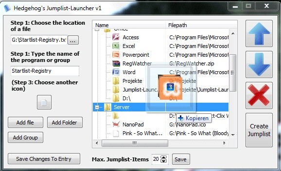 Erstellung einer Jumplist mit dem Jumplist Launcher