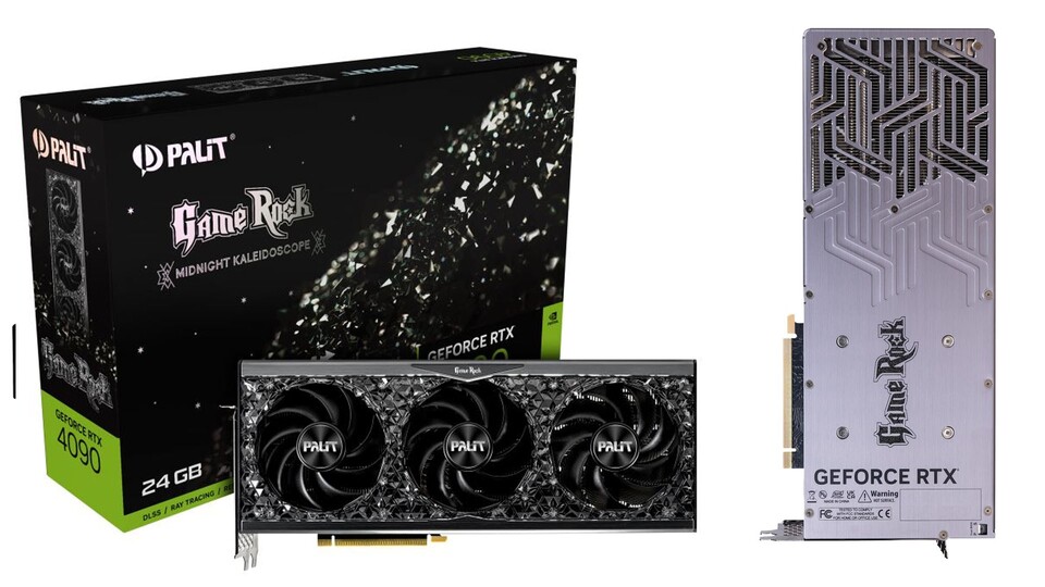 Das Design der Palit RTX 4090 GameRock aktiv ist wahrlich ein Augenschmaus. Die kristallartige Oberfläche sorgt dank RGB für ein Highlight in eurem PC.