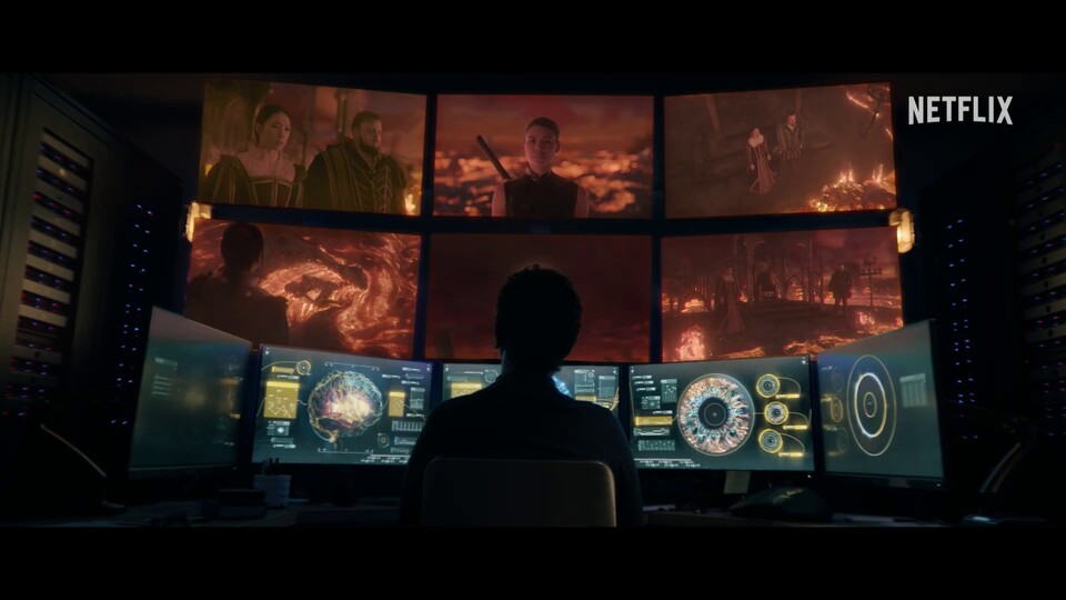 Im Trailer werden viele actionreiche Sci-Fi-Szenen gezeigt. Diese passieren allerdings nur innerhalb des Videospiels Three Body, das die Welt der Trisolarier simuliert.