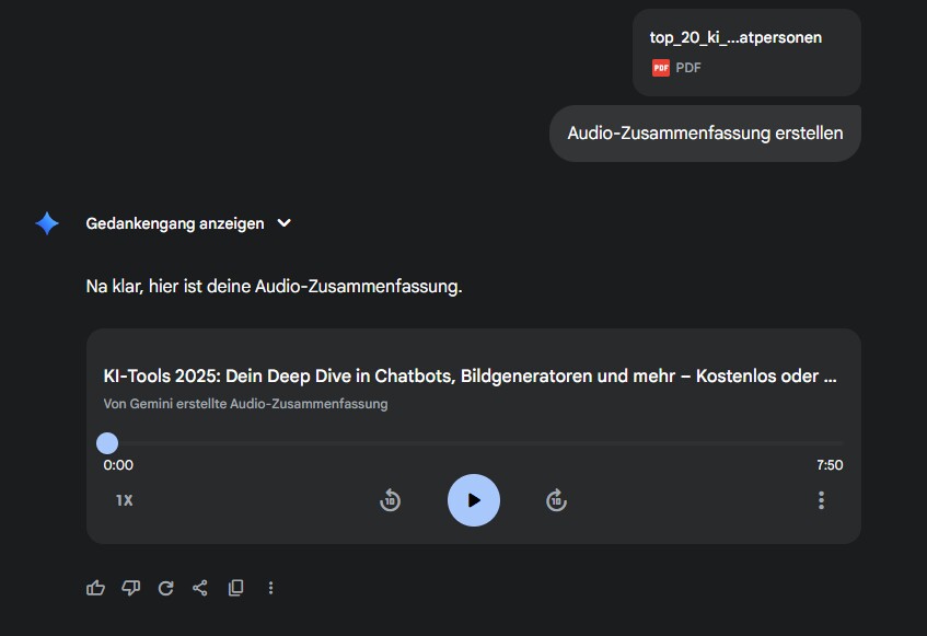 Es kann gut und gerne fünf bis zehn Minuten dauern, bis der Podcast erstellt ist. Doch dann müsst ihr nur noch auf Play drücken.