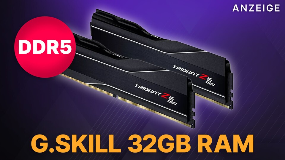 Den Trident Z5 Neo DDR5-6000 Arbeitsspeicher von G.Skill mit 2x16 GB bekommt ihr am günstigsten bei Alternate.