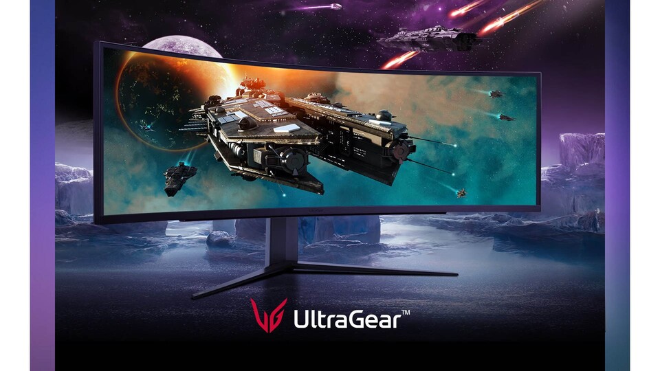 Das VA-Panel mit 144Hz und 5120 x 1440 Pixeln Auflösung bietet eine scharfe Darstellung.