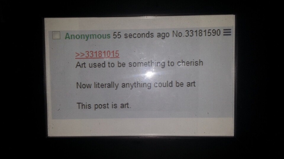 Ein 4Chan-Screenshot als Kunst auf Ebay - und verkauft für über 67.000 Euro.