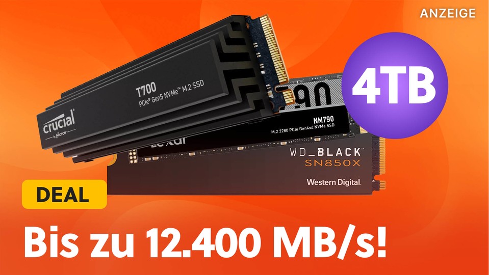 Günstige 4TB SSDs könnt ihr gerade viele kaufen - wir haben die besten Angebote für M.2 NVMes für PCIe 4.0 und 5.0 für euch.
