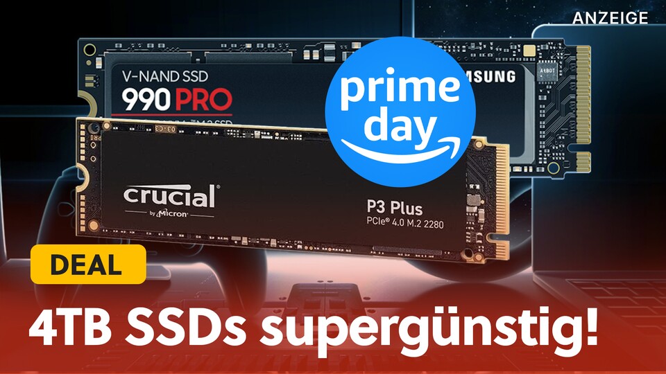 Samsung 990 Pro, Crucial P3 Plus oder WD_Black SN850: Am Prime Day sind 4TB SSDs massenweise im Angebot!