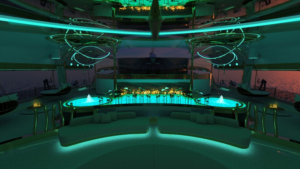 A draft of the interior.  This is what it might look like if it is realized.  (Image: Migaloo Submarines)