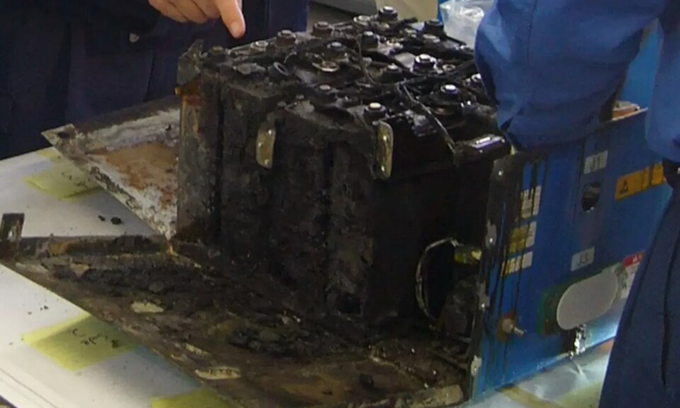 Ein ausgebrannter Lithium-Ionen-Akku: Das möchte im Flugzeug niemand erleben. (Quelle: CM Batteries)