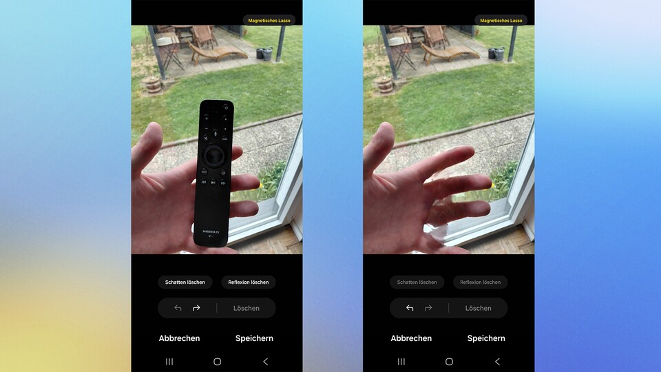 Das Entfernen der Fernbedienung aus der Hand ist dem Galaxy A36 nicht gut gelungen. Hier machte das S25 einen deutlich besseren Job. (Bild: GameStar Tech)