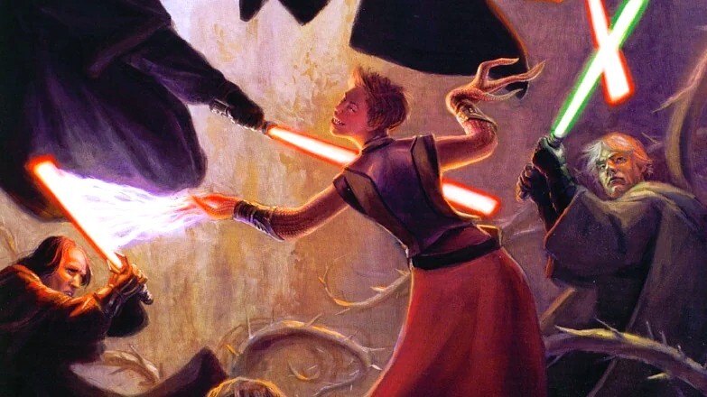 Abeloth behauptet sich mühelos im Duell mit mehreren mächtigen Jedi. Bildquelle: Star Wars: The Essential Guide to Warfare.