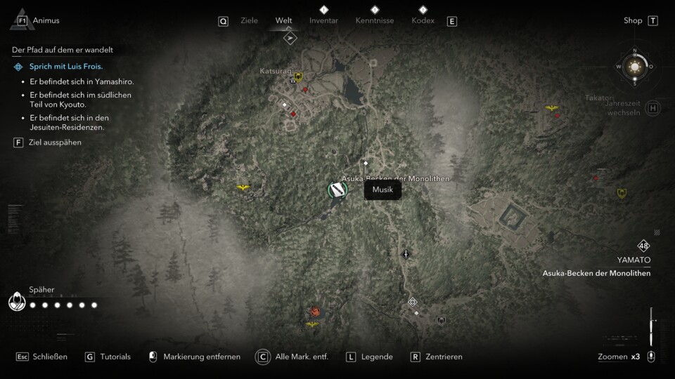 Der Musikant beim Asuka-Becken in Yamato.