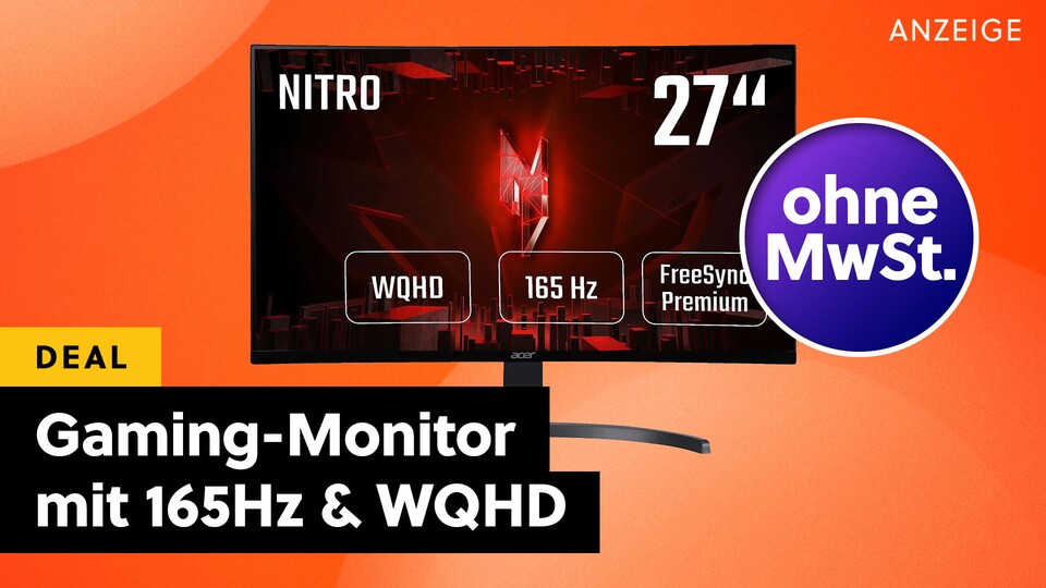 Den Acer Gaming-Monitor bekommt ihr dieses Wochenende mit geschenkter Mehrwertsteuer so günstig wie schon lange nicht mehr!