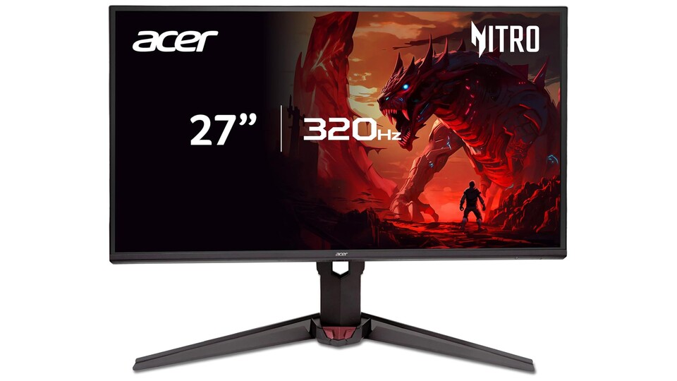 Der Acer Nitro besticht durch sein nahezu rahmenloses Zero-Frame-Design und eine extrem hohe Bildwiederholrate von 320 Hz für ultraschnelles Gaming.