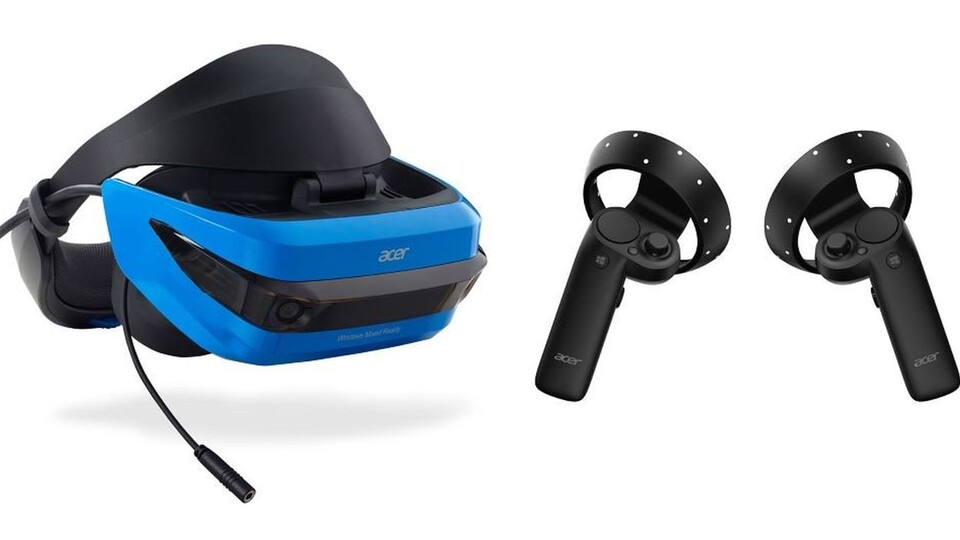 Die Acer Windows Mixed Reality VR-Brille wird mit zwei kabellosen Bluetooth-Controllern ausgeliefert.