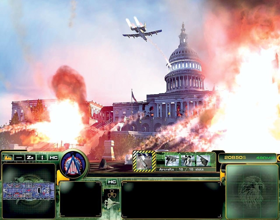 Keine Zwischensequenz, sondern Spielgrafik: Ein A10-Bomber attackiert das Capitol in Washington.