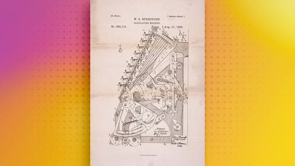 Man könnte das Patent auch für eine Schreibmaschine mit Zahlen halten. (Bildquelle: US-amerikanisches Patentamt)