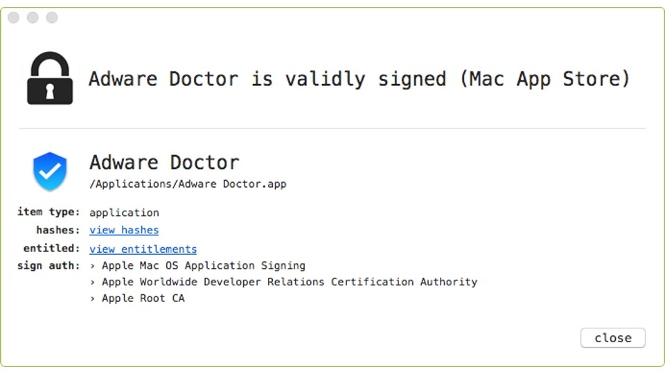 Adware Doctor war auch von Apple signiert. (Bildquelle: Malwarebytes)