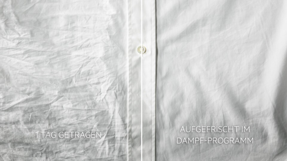 Hier seht ihr im direkten Vergleich, wie ihr euer getragenes Hemd ganz einfach wieder wie frisch gebügelt aussehen lasst!