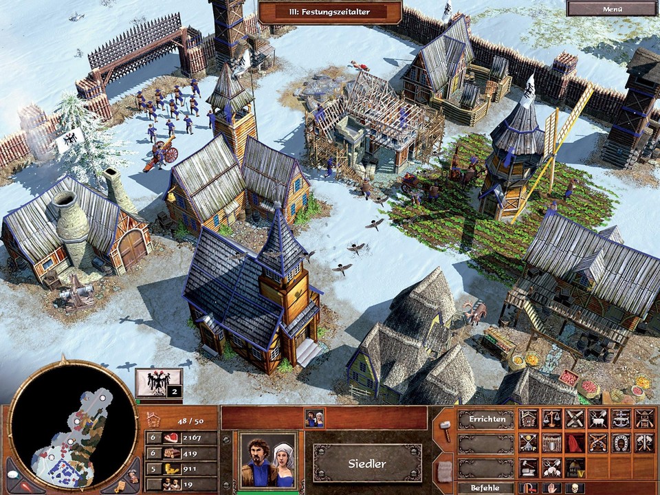 Das originale Age of Empires 3 unterstützte keine Full-HD-Auflösung. Der kleine Bildschirmausschnitt wurde von dem breiten Interface zusätzlich verdeckt.