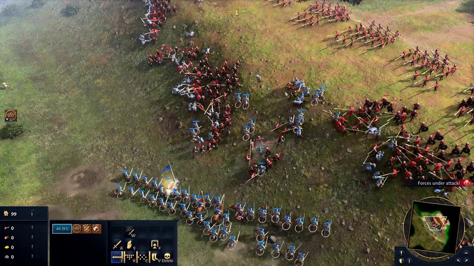 Die zweite Gameplay-Szene aus dem Trailer. Hier stehen sich die Armeen auf offenem Feld gegenüber. 