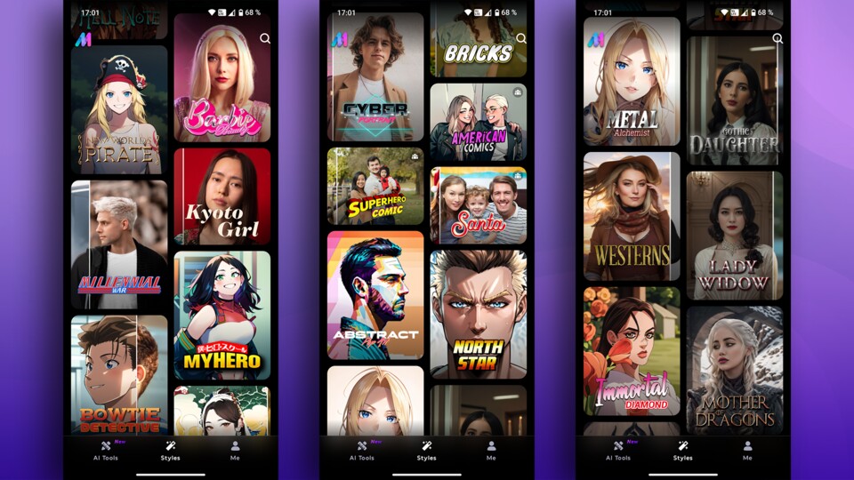 Die Vorschaubilder verstecken nicht, welche Stile imitiert werden sollen.