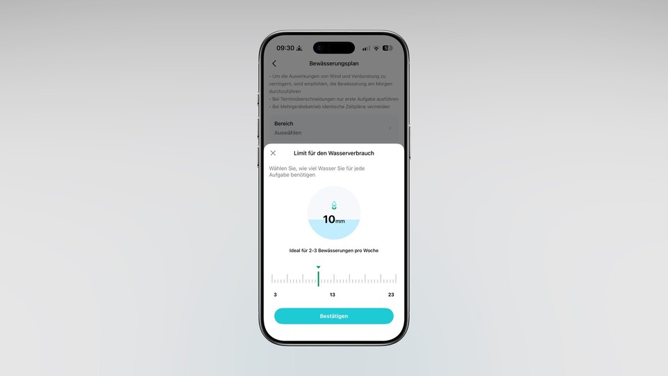 In der App könnt ihr einstellen, wie stark bewässert werden soll.