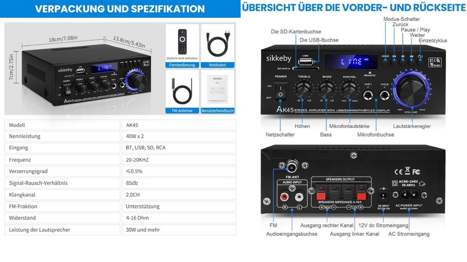 Der AK45-Verstärker sieht nicht nach Highend aus, klingt aber erstaunlich gut und bietet zudem eine reichhaltige Ausstattung.