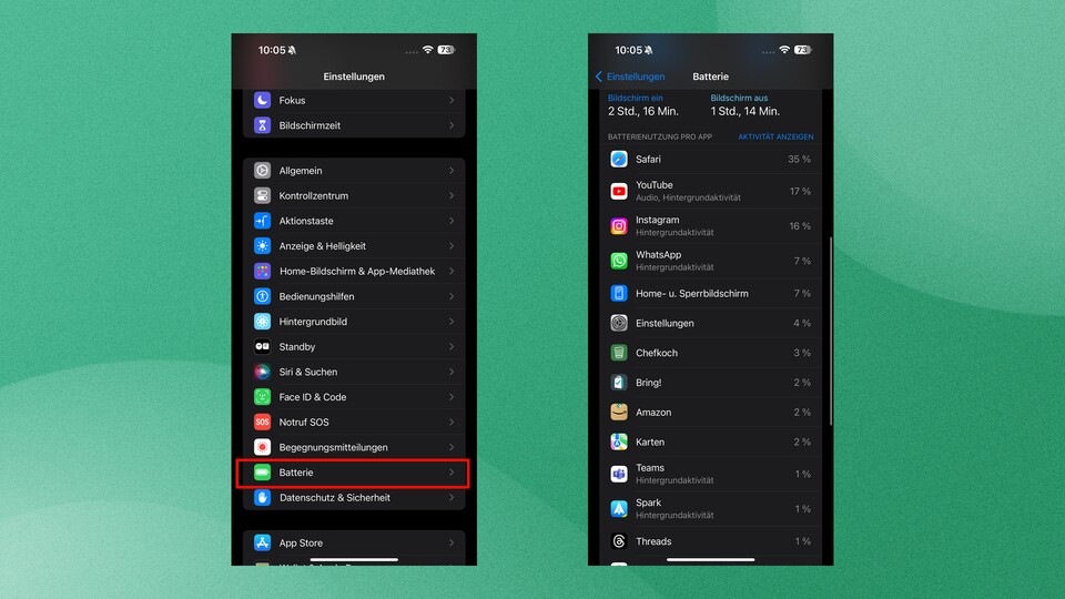 Manche Apps benötigen ein Update, um das Akkuproblem zu lösen.