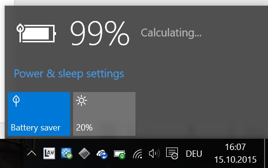 Die Prozentanzeige ist deutlich zuverlässiger als die Anzeige der verbleibenden Laufzeit in Stunden und Minuten. (Quelle: AVG)