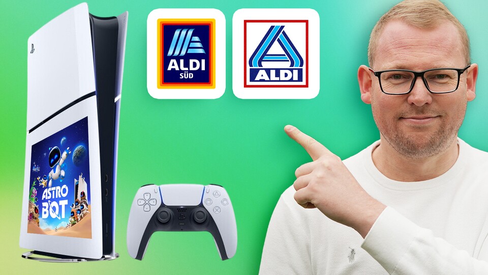 Ab heute bietet Aldi im Onlineshop die PS5 Slim in der Digital Edition zusammen mit dem Jump+Run-Game Astro Bot an. (Bild: GameStar Tech Sony Aldi)