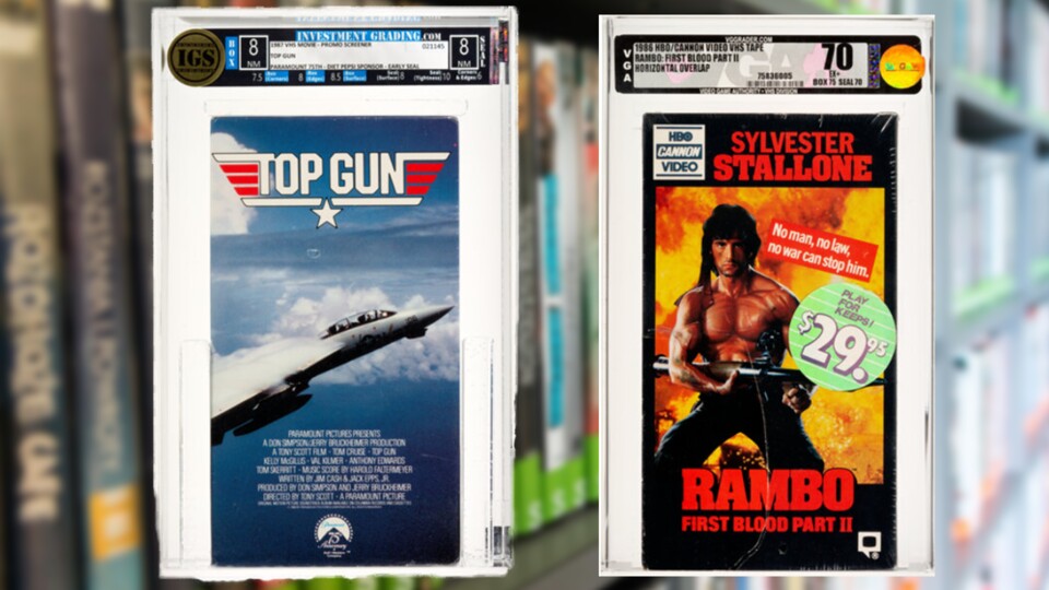 Zwei Vorzeigebeispiele des Testosteron-triefenden Films: Der erste Teil von Top Gun und der zweite Ableger von Rambo. (Heritage Auctions, HA.com)