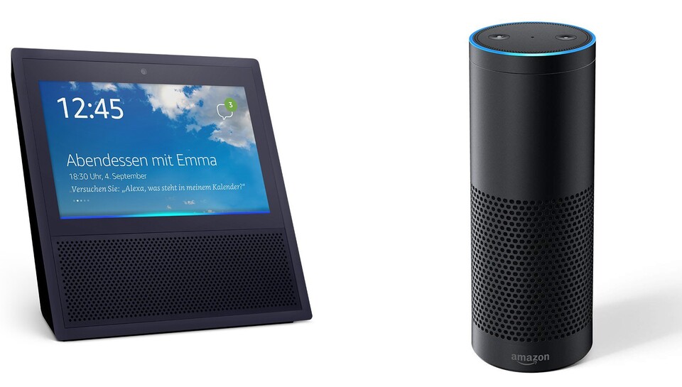 Hört alles dank komplexem Mikrofon-Array: Amazon Echo mit Alexa Spracheingabe
