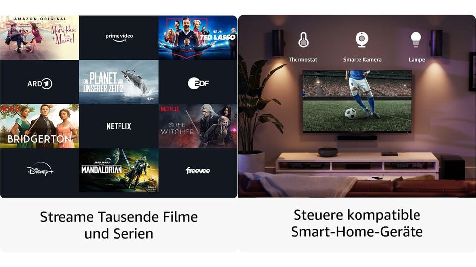 Mit dem Fire TV-Stick habt ihr nicht nur Zugriff auf unzählige Filme und Serien bei diversen Streaming-Diensten, sondern könnt auch euer Smart-Home steuern.
