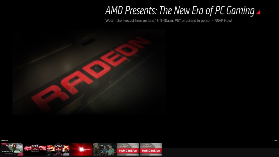 AMDs Event &quot;Neue Ära für PC-Gaming&quot; wird auch als Live-Stream von E3 2015 übertragen.