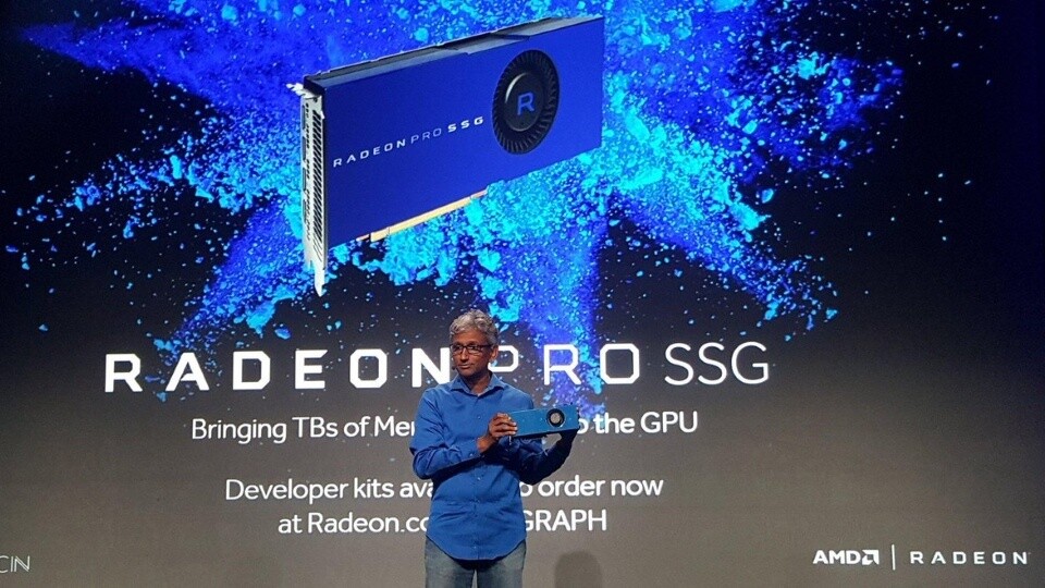 Die AMD Radeon Pro SSG verbindet Flash-Speicher direkt mit dem Grafikchip.