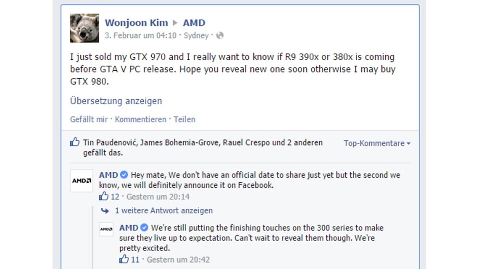 AMD spricht auf Facebook erstmals von einer &quot;300er-Serie&quot;.