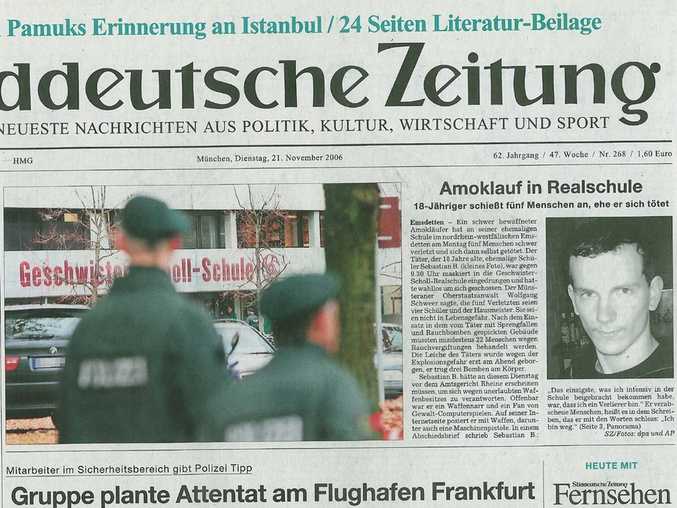 Süddeutsche Zeitung: Amoklauf in Realschule.