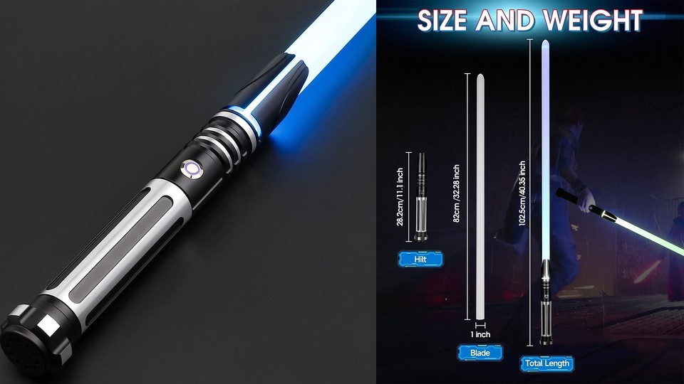 The handle of the lightsaber feels high quality and is made of metal - so you really have weight in your hand!