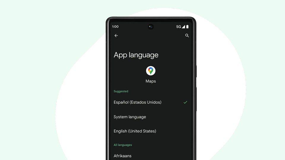 In english please! - Wählt eine Sprache für spezifische Apps aus.