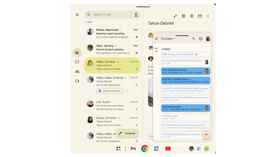 Vor allem großen Displays wie bei Foldables oder Tablets können die App Bubbles das Multitasking deutlich vereinfachen. (Bildquelle: developer.android.com)