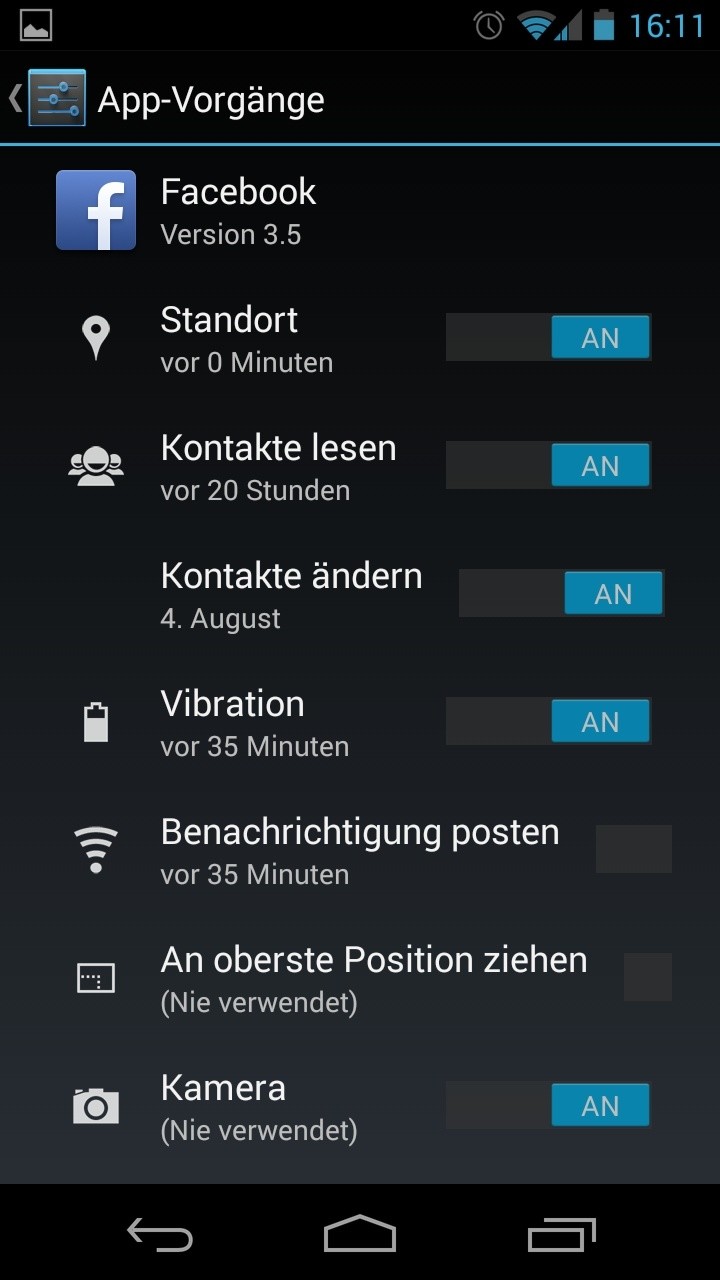 App Ops wird auf Deutsch offenbar unter »App-Vorgänge« zu finden sein. Viele Zugriffe lassen sich schon jetzt problemlos unterbinden.