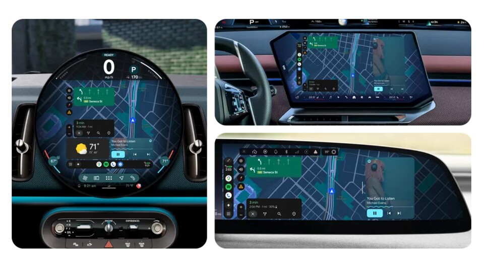 Android Auto unterstützt künftig alle Arten von DIsplays, ob eckig, rund oder mit besonderem Formfaktor. (Bildquelle: Google)