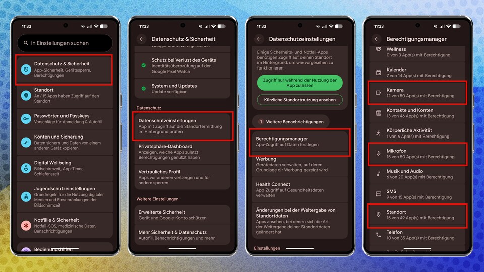 In den Einstellungen kocht jeder Hersteller sein eigenes Süppchen. Je nach Android-Modell findet ihr den Berechtigungsmanager gegebenenfalls an anderer Stelle.