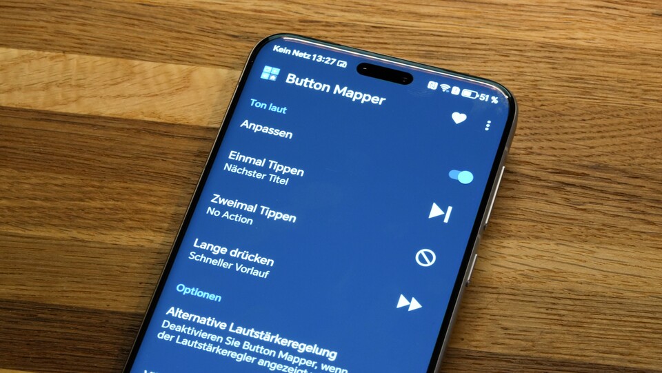 Das wünsche ich mir von Apple: Unter Android kann man physische Schaltflächen per App einfach umfunktionieren. (Bild: GameStar Tech)