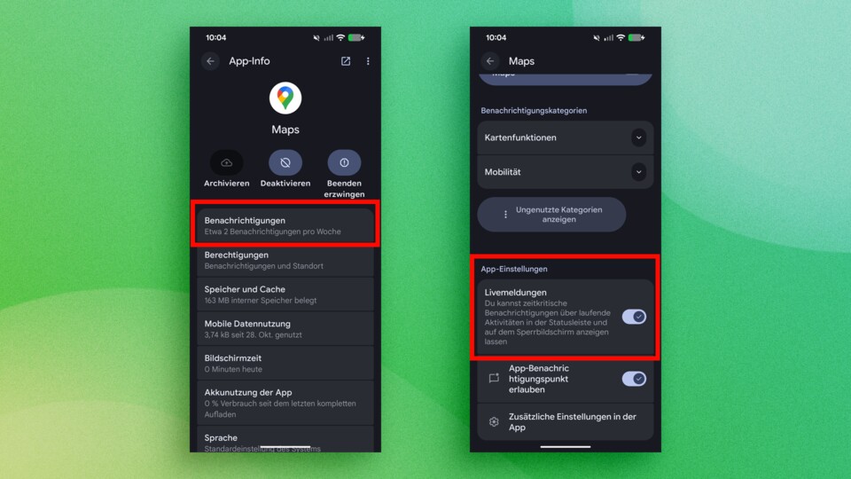 Abhängig von der App, sind die Live-Updates sehr praktisch. Google Maps unterstützt die Funktion bereits.