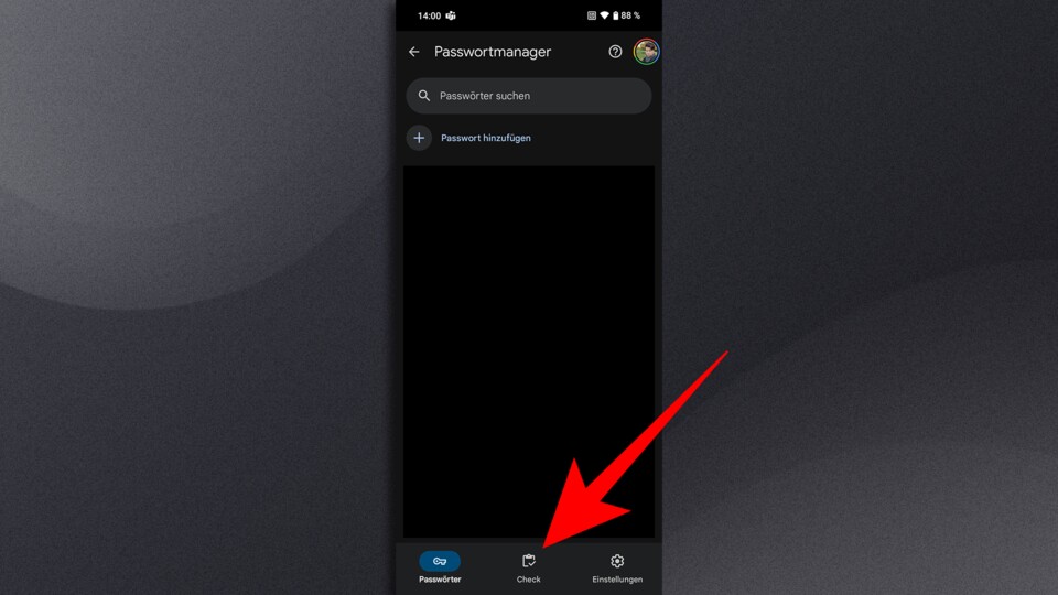 Mit einem Tipp auf »Check« seht ihr sofort, wie es um eure Passwörter steht.