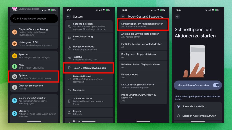 Die Rückseite eures Smartphones dient als Shortcut, um weitere Funktionen oder Apps zu öffnen.