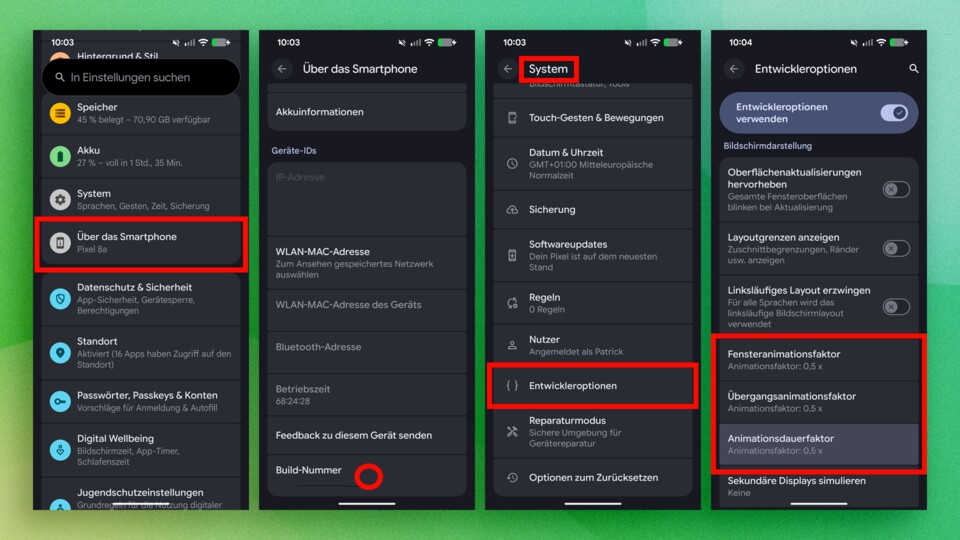 Habt ihr diese Optionen einmal geändert, kommt euch das Smartphone um einiges flotter vor.
