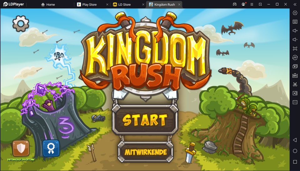 Das Spiel Kingdom Rush im Emulator.