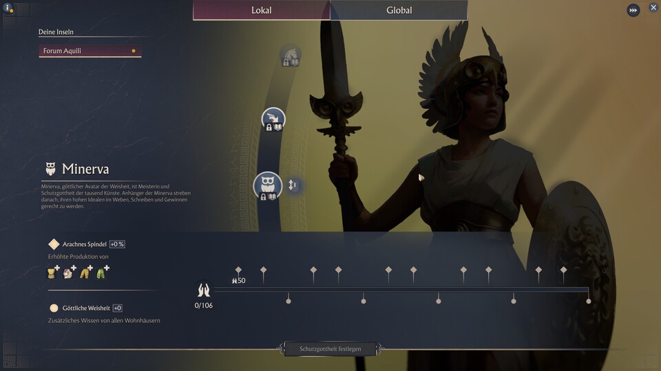 Ihr habt bei euch nur Minerva, Merkur, Epona und Cernunnos im Götter-Bildschirm? Dann seid ihr Opfer eines doofen Bugs geworden.